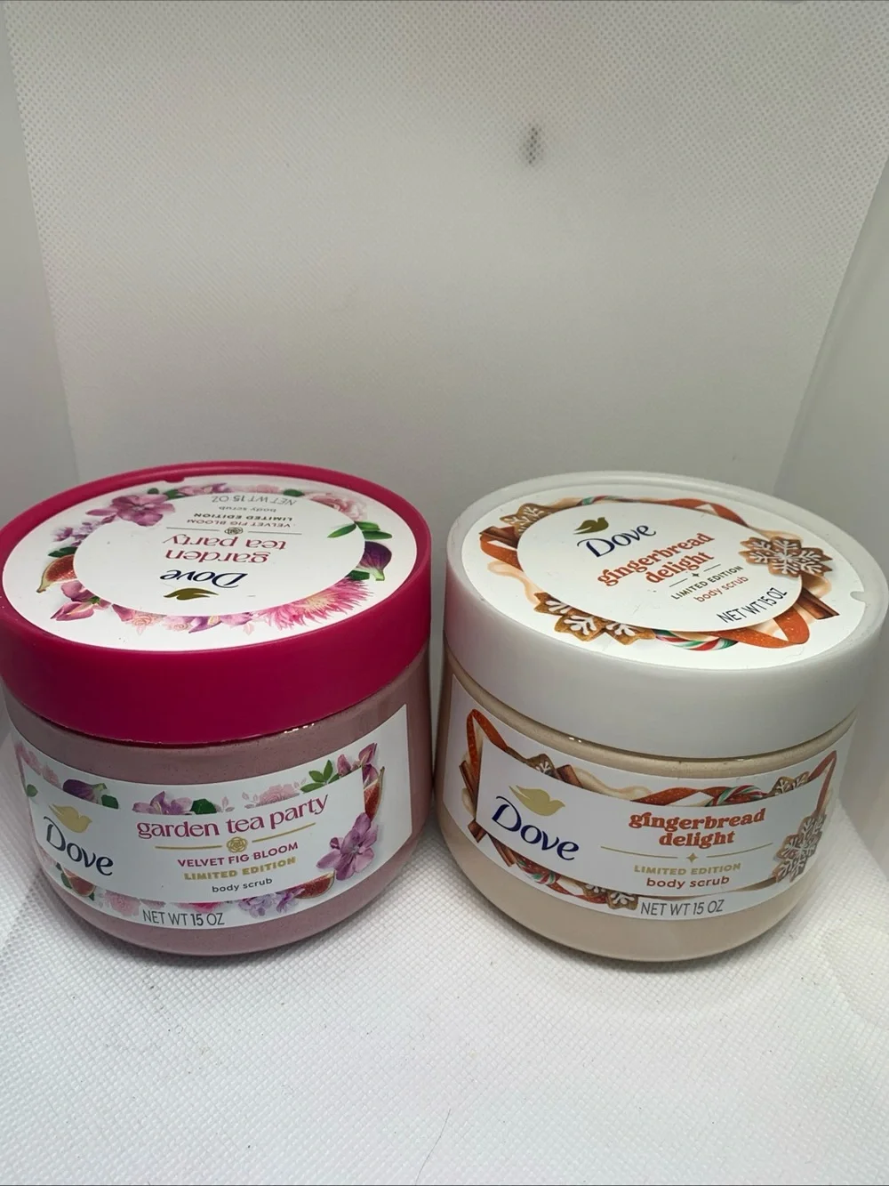 Dove Garden Tea Party & Gingerbread Delight Body Scrubs - 15 Oz New